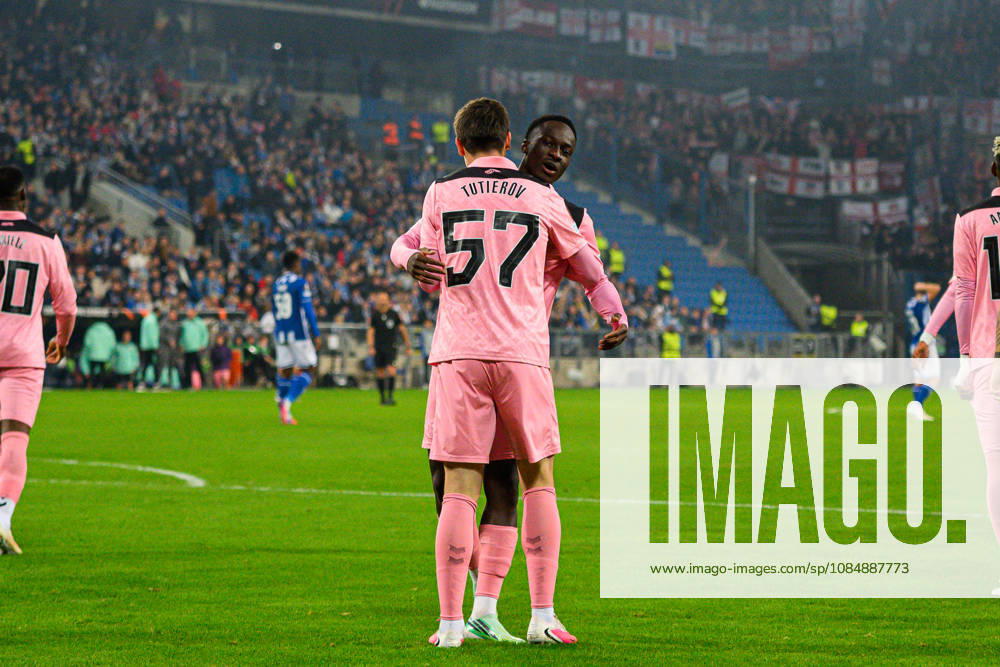Timur Tuterov celebrates his goal during the UEFA Europa League 2026 27 League Phase MD3 match between teams of Lech Poznan and Sunderland AFC in Poznan, Poland (Tomasz Karczewski Ball Raw Images) Poznan Enea Arena Poland
