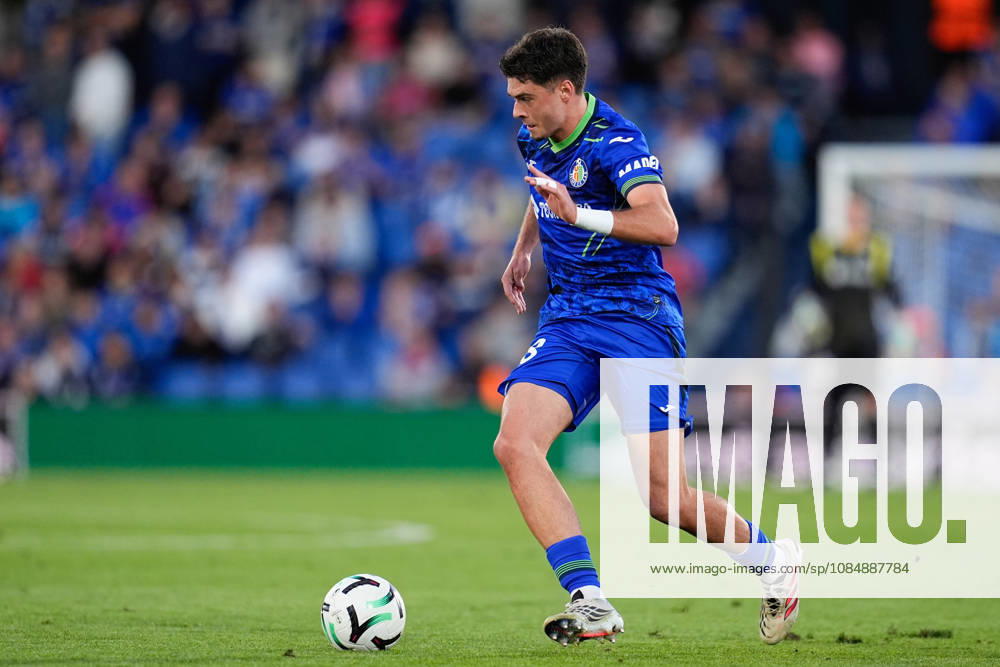 Alberto Risco of Getafe CF runs with the ball during the UEFA Conference League 2026 27 League Phase MD2 football match between Getafe CF and FC Lugano at Coliseum de Getafe stadium on October 22, 2026, in Getafe, Spain. Getafe Spain - ZUMAa181 20261022_zaa_a181_034