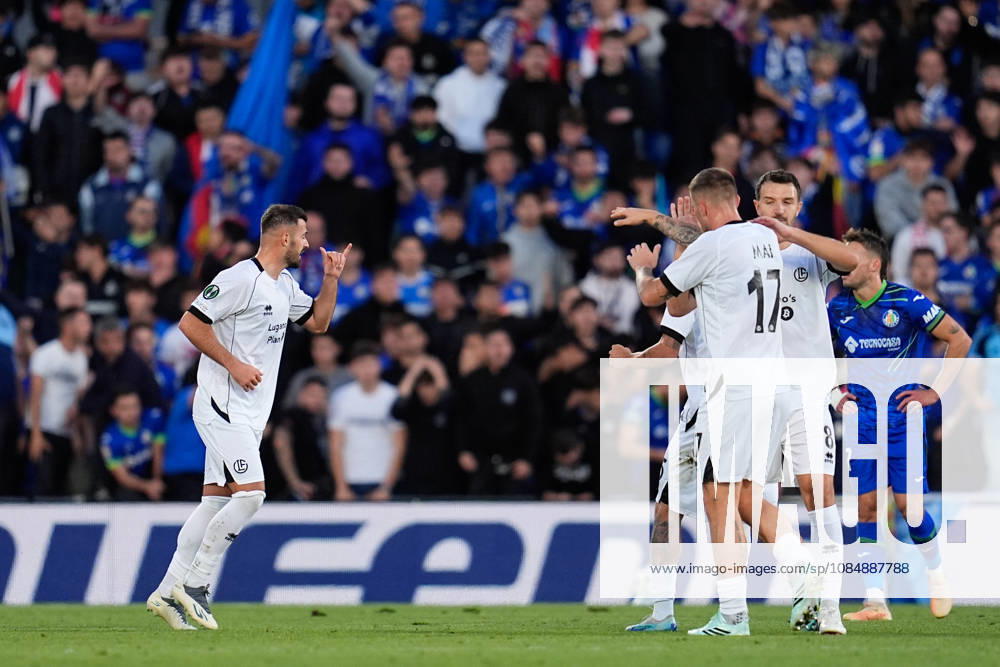 Albian Ajeti of FC Lugano celebrates after scoring his team s third goal during the UEFA Conference League 2026 27 League Phase MD2 football match between Getafe CF and FC Lugano at Coliseum de Getafe stadium on October 22, 2026, in Getafe, Spain. Getafe Spain - ZUMAa181 20261022_zaa_a181_036