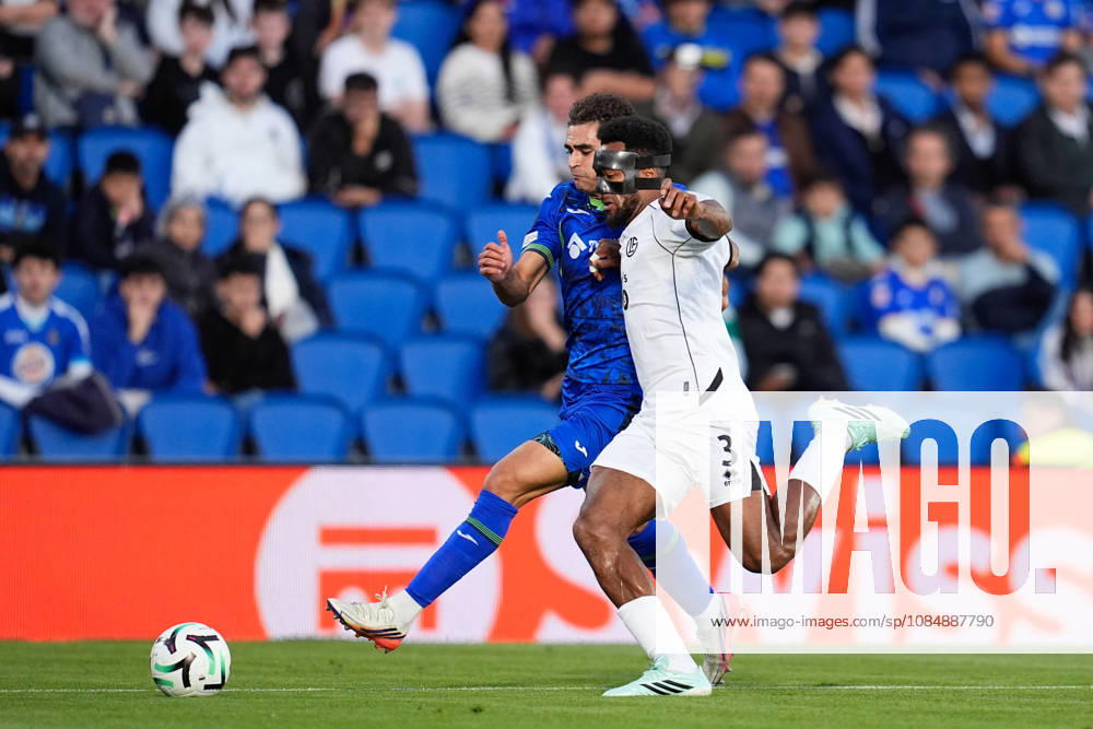 Andres Garcia Robledo of Getafe CF and Hannes Delcroix of FC Lugano compete for the ball during the UEFA Conference League 2026 27 League Phase MD2 football match between Getafe CF and FC Lugano at Coliseum de Getafe stadium on October 22, 2026, in Getafe, Spain. Getafe Spain - ZUMAa181 20261022_zaa_a181_037