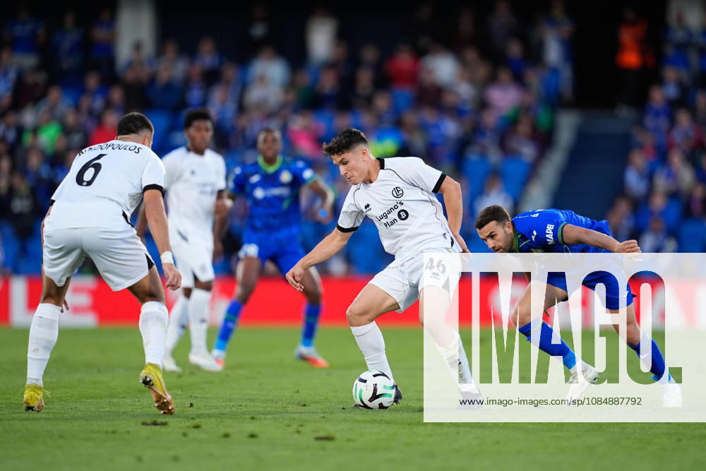 Mattia Zanotti of FC Lugano controls the ball during the UEFA Conference League 2026 27 League Phase MD2 football match between Getafe CF and FC Lugano at Coliseum de Getafe stadium on October 22, 2026, in Getafe, Spain. Getafe Spain - ZUMAa181 20261022_zaa_a181_038