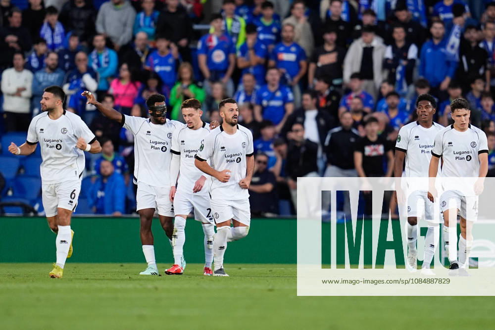 Albian Ajeti of FC Lugano celebrates after scoring his team s third goal during the UEFA Conference League 2026 27 League Phase MD2 football match between Getafe CF and FC Lugano at Coliseum de Getafe stadium on October 22, 2026, in Getafe, Spain. Getafe Spain - ZUMAa181 20261022_zaa_a181_039