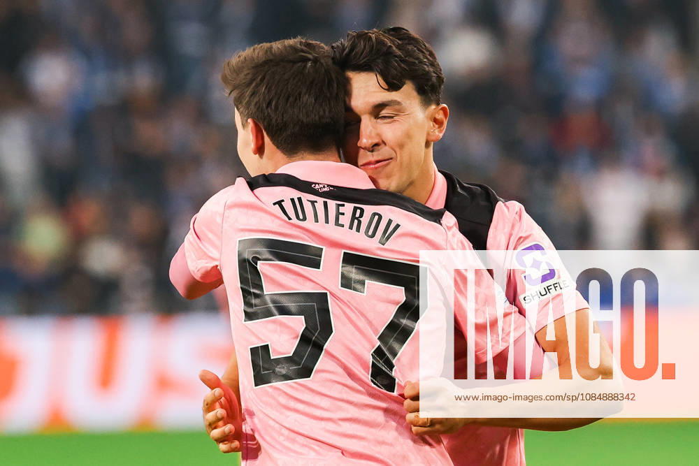 UEFA Europa League: Lech Poznan Vs AFC Sunderland Timur Tuterov, Luke O Nien celebrate a goal during the UEFA Europa League match between Lech Poznan and AFC Sunderland at Enea Stadium Poznan.