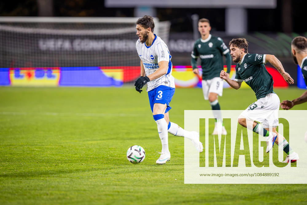 JABLONEC - BRIGHTON Jaouen Hadjam of Brighton and Richard Sedlacek of Jablonec during the matchday 2 of League phase round of UEFA Conference league football match between FK Jablonec and Brighton and Hove Albion at Stadion Strelnice. Jablonec nad Nisou, Czechia, October 22, 2026. Photo by Branislav Racko