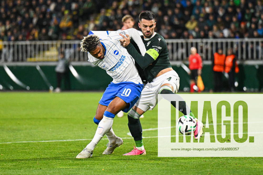 UEFA Conference League 2026 27 league phase football match between FK Jablonec and Brighton & Hove Albion at Stadion Strelnice in Jablonec nad Nisou, Czech Republic. Persons shown: Georginio Rutter Nemanja Tekijaski Photo: Antoni Dec Arena Akcji. NEWSPIX.PL --- newspix.pl