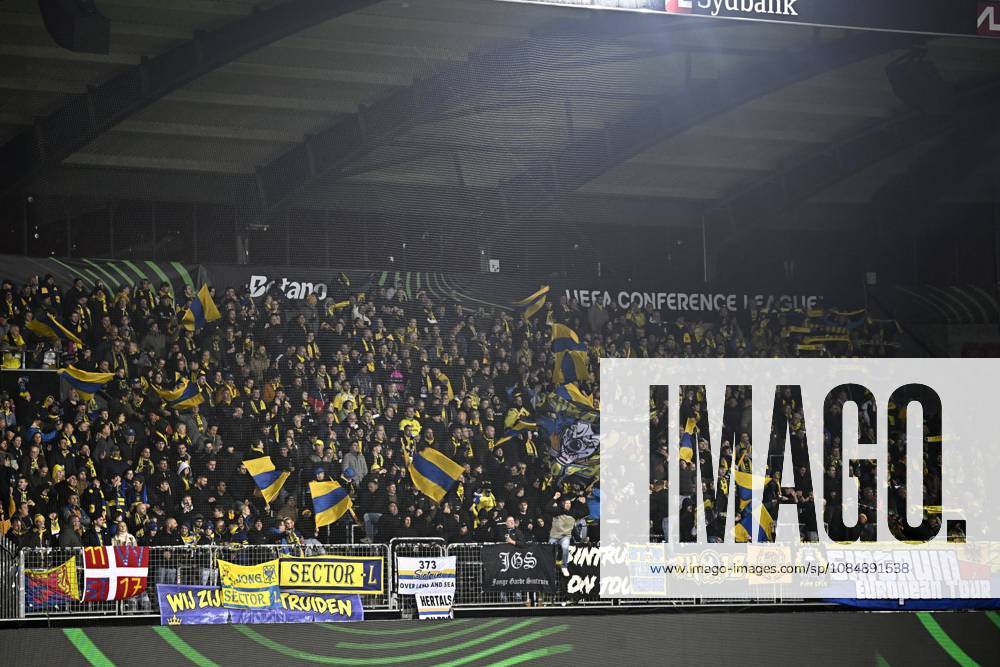 FC Midtjylland v Sint-Truidense VV - UEFA Conference League HERNING, DENMARK - OCTOBER 22 : supporters Sint-Truidense VV during the UEFA Conference League 2026 27 League Phase matchday 2 match between FC Midtjylland and Sint-Truidense VV on October 22, 2026 in Herning, Denmark, 22 10 2026 Herning Denmark