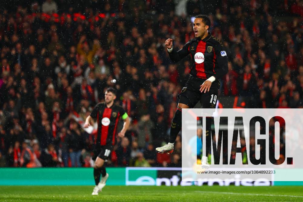 Justin Kluivert of AFC Bournemouth celebrates their goal to make it 1-0 AFC Bournemouth v AC Milan, UEFA Europa League, Football, Vitality Stadium, Bournemouth, UK - 22 Oct 2026Bournemouth Vitality Stadium United Kingdom