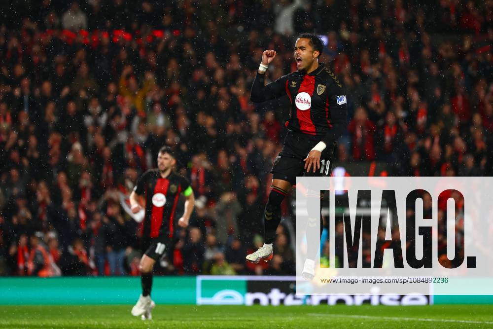 Justin Kluivert of AFC Bournemouth celebrates their goal to make it 1-0 AFC Bournemouth v AC Milan, UEFA Europa League, Football, Vitality Stadium, Bournemouth, UK - 22 Oct 2026Bournemouth Vitality Stadium United Kingdom