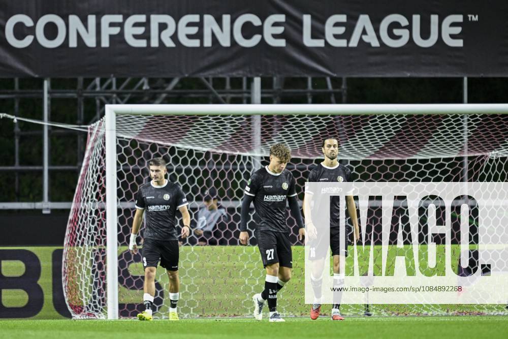 SC Braga v KAA Gent - UEFA Conference League BRAGA, PORTUGAL - OCTOBER 22 : Burgess Christian defender of KAA Gent, De Vlieger Tibe midfielder of KAA Gent looking dejected after an opponent s goal during the UEFA Conference League 2026 27 League Phase matchday 2 match between SC Braga and KAA Gent on October 22, 2026 in Braga, Portugal, 22 10 2026 Braga Portugal