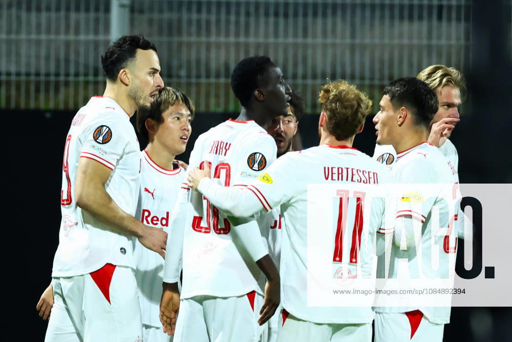 SOCCER - UEFA EL, Celje vs RBS CELJE,SLOVENIA,22.OCT.26 - SOCCER - UEFA Europa League, NK Celje vs Red Bull Salzburg. Image shows the rejoicing of Red Bull Salzburg. GEPAxpictures Doak