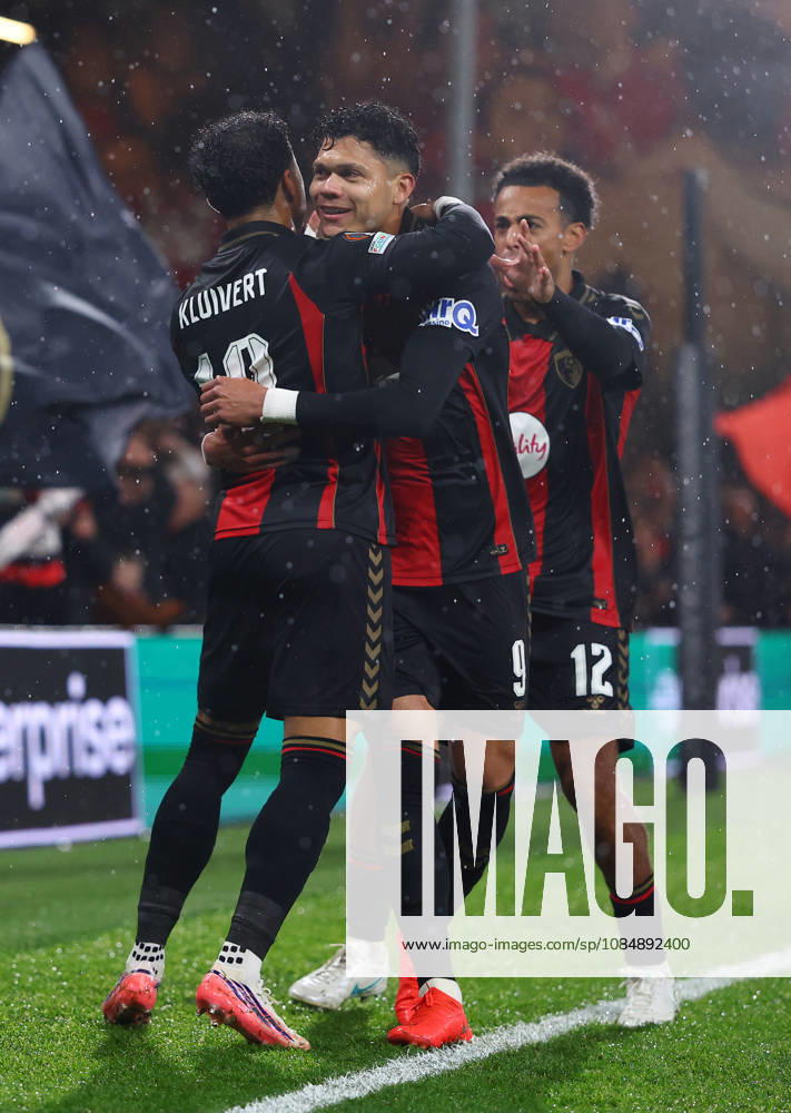 Bournemouth, England, 22nd October 2026. Justin Kluivert of Bournemouth celebrates scoring the first goal with Evanilson of Bournemouth during the AFC Bournemouth vs AC Milan UEFA Europa League match at the Vitality Stadium, Bournemouth. Picture credit should read: Paul Terry Sportimage . SPI_020_PT_Bournmouthmouth_AC_Milan SPI-5092-0020