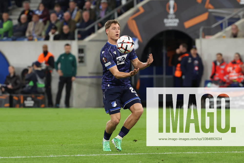 Sinsheim, Germany - Octobre 22: Clinton Mata (Olympique Lyon) in action, with the ball during the UEFA Europa League phase Matchday 3 2026 27 match between TSG Hoffenheim and Olympique Lyon at Rhein Neckar Arena on Octobre, 2026 in Sinsheim, Germany
