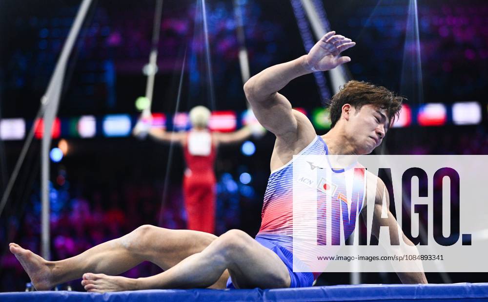 Netherlands Artistic Gymnastics World Championships 9270853 22.10.2026 Japan s Shinnosuke Oka falls as he competes on the vault during the men s team final at the 2026 World Artistic Gymnastics Championships in Rotterdam, the Netherlands. Alexey Filippov Sputnik Rotterdam Netherlands