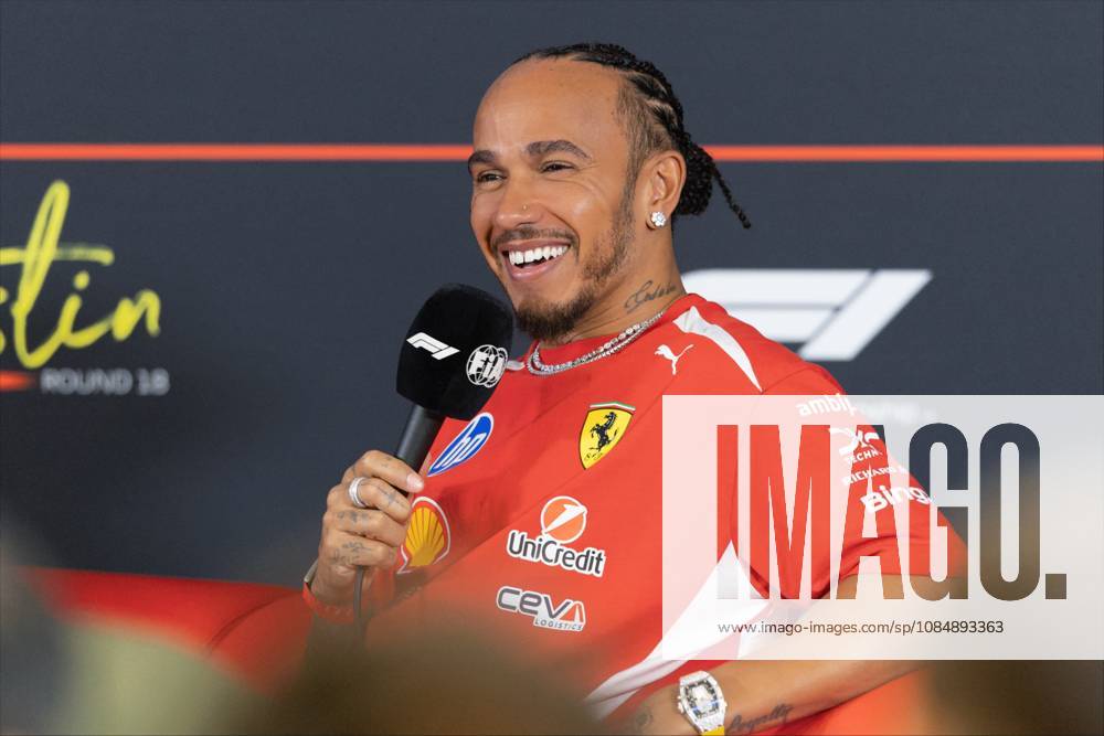 22nd October 2026; Circuit of the Americas, Austin, United States; Formula 1, United States Grand Prix, Arrival Day; Lewis Hamilton (44) of Great Britain and Scuderia Ferrari HP at a press conference, PK, Pressekonferenz BobxKupbens
