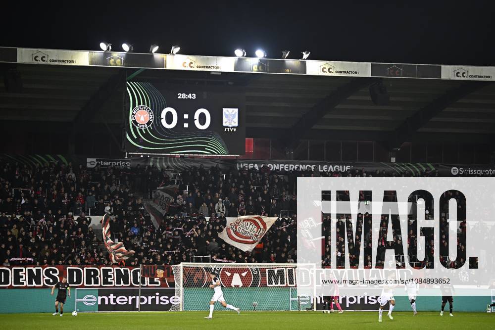 FC Midtjylland v Sint-Truidense VV - UEFA Conference League HERNING, DENMARK - OCTOBER 22 : illustration picture scoreboard during the UEFA Conference League 2026 27 League Phase matchday 2 match between FC Midtjylland and Sint-Truidense VV on October 22, 2026 in Herning, Denmark, 22 10 2026 Herning Denmark