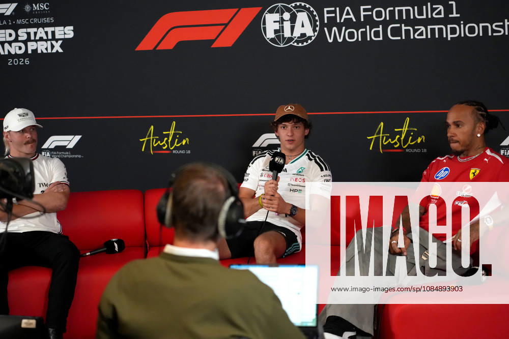 Circuit of The Americas, Austin, FORMULA 1 MSC CRUISES UNITED STATES GRAND PRIX 2026 , im Bild Valtteri Bottas (FIN), Cadillac Formula 1 Team, Andrea Kimi Antonelli (ITA), Mercedes-AMG Petronas Formula One Team, Lewis Hamilton (GBR), Scuderia Ferrari HP (Photo by Hasan Bratic DeFodi Images) -