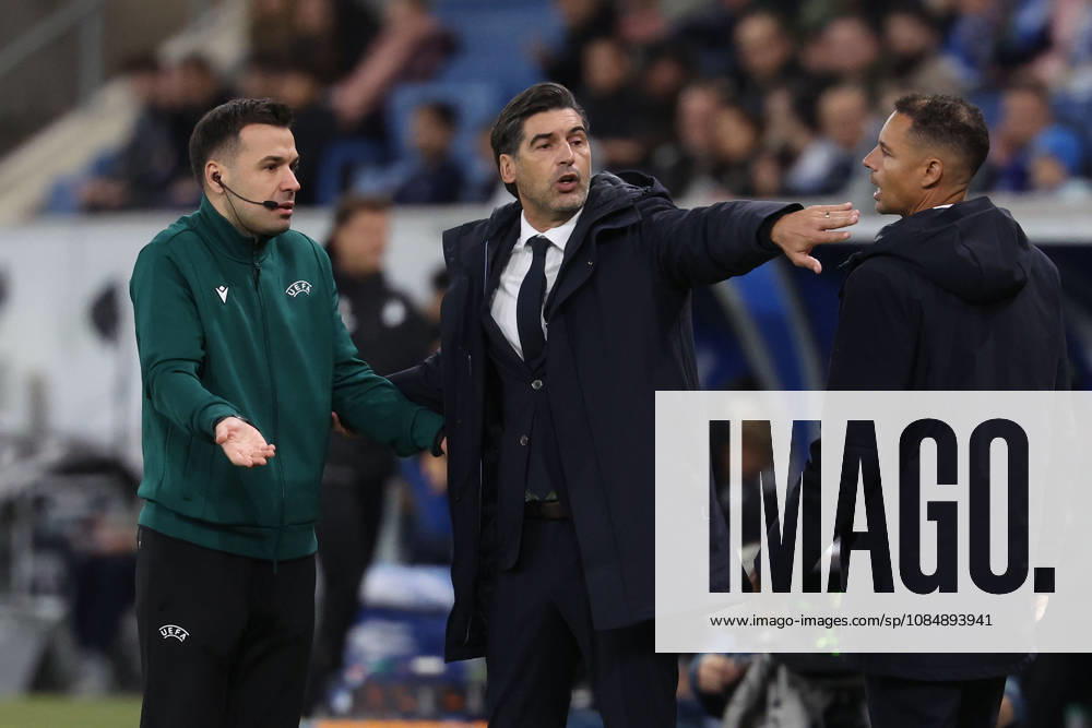 Sinsheim, Germany - Octobre 22: headcoach Paulo Fonseca (Olympique Lyonnais) gestures, gives instructions, gesticulate during the UEFA Europa League phase Matchday 3 2026 27 match between TSG Hoffenheim and Olympique Lyon at Rhein Neckar Arena on Octobre, 2026 in Sinsheim, Germany
