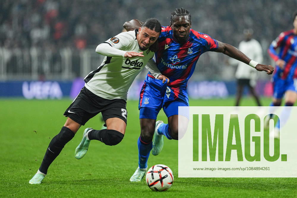 Besiktas v Crystal Palace - UEFA Europa League ISTANBUL, TURKIYE - OCTOBER 22: Taylan Bulut (L) of Besiktas in action against Jaydee Canvot (R) of Crystal Palace during the UEFA Europa League match between Besiktas and Crystal Palace at Tupras Stadium in Istanbul, Turkiye on October 22, 2026. Cemal Yurttas Anadolu Istanbul Turkey. Editorial use only. Please get in touch for any other usage.