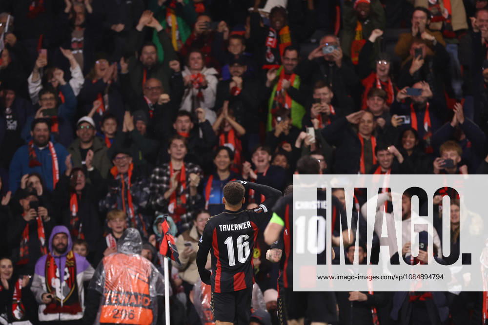 Bournemouth v AC Milan 22 October 2026, Bournemouth - UEFA Europa League - Bournemouth v AC Milan - Marcus Tavernier of Bournemouth celebrates scoring their 2nd goal from the penalty spot with the fans retiring his salute - Photo: Jacques Feeney Offside. Bournemouth UK