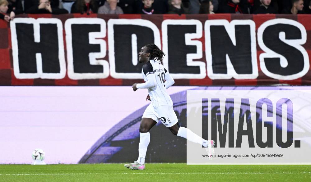 FC Midtjylland v Sint-Truidense VV - UEFA Conference League HERNING, DENMARK - OCTOBER 22 : Soelle Soelle Frederic forward of Sint-Truidense VV celebrates scoring the opening goal during the UEFA Conference League 2026 27 League Phase matchday 2 match between FC Midtjylland and Sint-Truidense VV on October 22, 2026 in Herning, Denmark, 22 10 2026 Herning Denmark