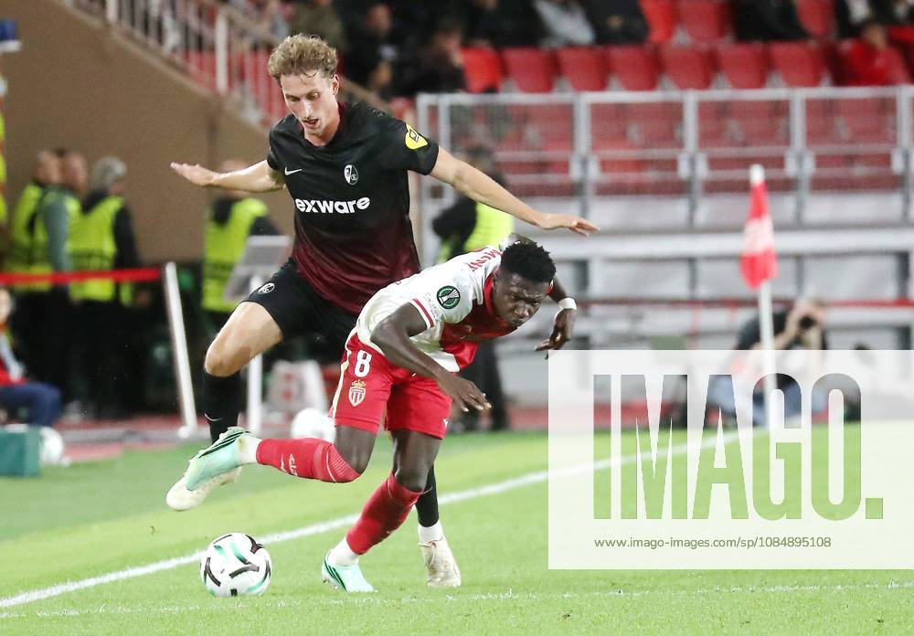 Monaco vs Fribourg PHOTOPQR NICE MATIN Cyril Dodergny ; Monaco ; 22 10 2026 ; Monaco le 22 10 2026 - Stade Louis II - Ligue Conference - 2eme journee - L AS Monaco recevait Fribourg - Le monegasque CAMARA N08 Monaco France