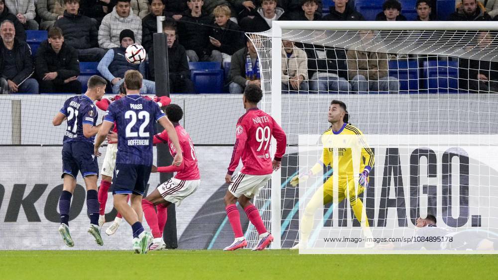 Torschütze Andrej Kramaric (Hoffenheim, 27), erzielt das Tor zum 1:0, Treffer, Torerfolg, Highlight, Action, Aktion, Spielszene, 22.10.2026, Sinsheim (Deutschland), Fussball, UEFA Europa League, TSG 1899 Hoffenheim - Olympique Lyon, DFB DFL REGULATIONS PROHIBIT ANY USE OF PHOTOGRAPHS AS IMAGE SEQUENCES AND OR QUASI-VIDEO.