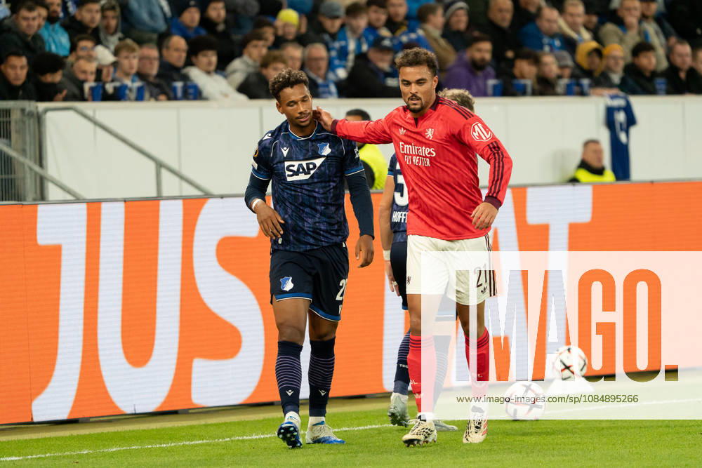 Bambase Conte (TSG Hoffenheim, 20), Ruben Kluivert (Olympique Lyon, 21), GER, TSG 1899 Hoffenheim vs. Olympique Lyon, Fussball, Europa League, Spieltag 3, Spielzeit 2026 2027, 22.10.2026, GER, TSG 1899 Hoffenheim vs. Olympique Lyon, Fussball, Europa League, Spieltag 3, Spielzeit 2026 2027, 22.10.2026, Sinsheim