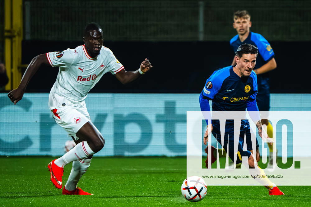 Benjamin Verbic of Celje (R) in action during the UEFA Europa League match between Celje (Slovenia) and Salzburg (Austria) at Stadion Celje, Celje on October 22, 2026 in Celje, Slovenia. (Photo by Andraz Corel Sports Press Photo).