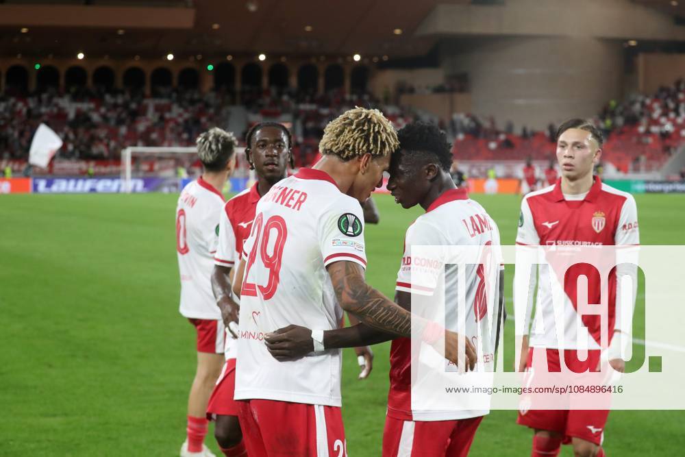 Monaco vs Fribourg PHOTOPQR NICE MATIN Cyril Dodergny ; Monaco ; 22 10 2026 ; Monaco le 22 10 2026 - Stade Louis II - Ligue Conference - 2eme journee - L AS Monaco recevait Fribourg - Le monegasque BRUNNER N29 marque le premier but pour Monaco Monaco France