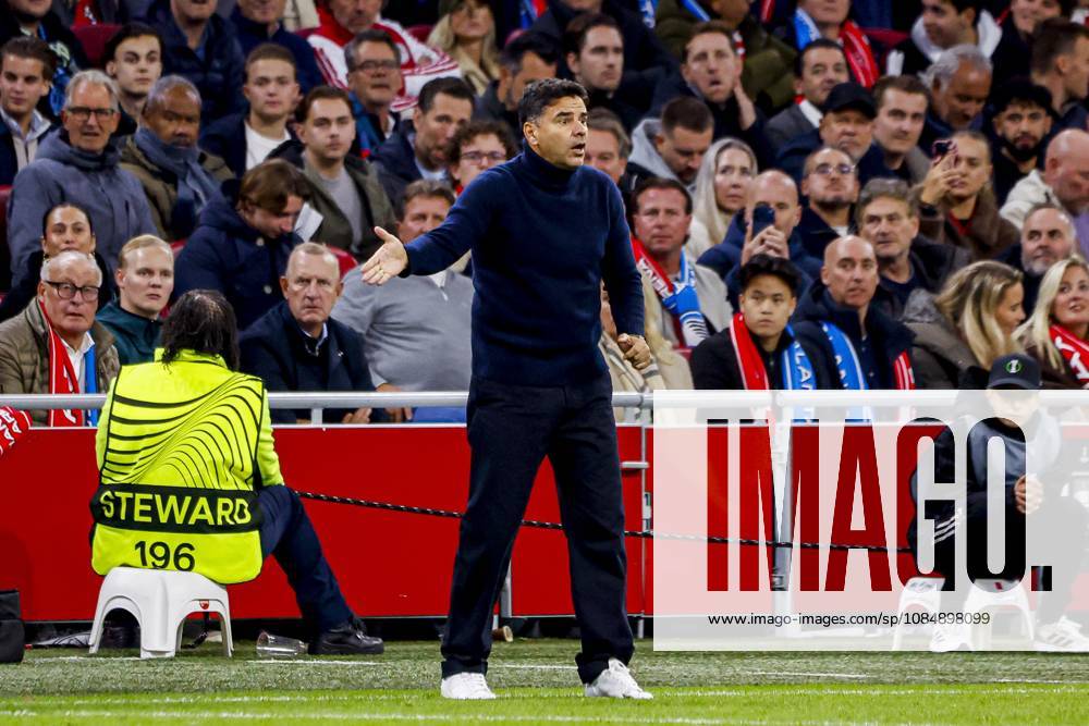 AMSTERDAM - AFC Ajax head coach Michel Sanchez during the UEFA Conference League match between AFC Ajax and Atalanta BC at the Johan Cruijff ArenA on October 22, 2026 in Amsterdam, the Netherlands. WART BRINKERHOF ANP Conference League 2026 27 ANPxSportx xMarcelxterxBalsxIVx 573303657 originalFilename: 573303657