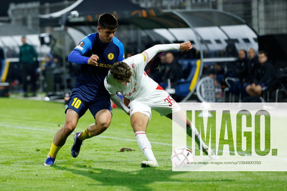 SOCCER - UEFA EL, Celje vs RBS CELJE,SLOVENIA,22.OCT.26 - SOCCER - UEFA Europa League, NK Celje vs Red Bull Salzburg. Image shows Svit Seslar (Celje) and Jesper Lindstrom (RBS). GEPAxpictures Doak