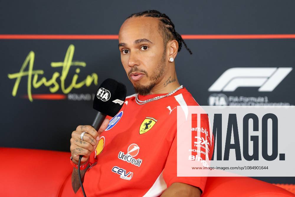 22nd October 2026; Circuit of the Americas, Austin, United States; Formula 1, United States Grand Prix, Arrivals Day; Lewis Hamilton (44) of Great Britain and Scuderia Ferrari HP during an interview VincentxCuono