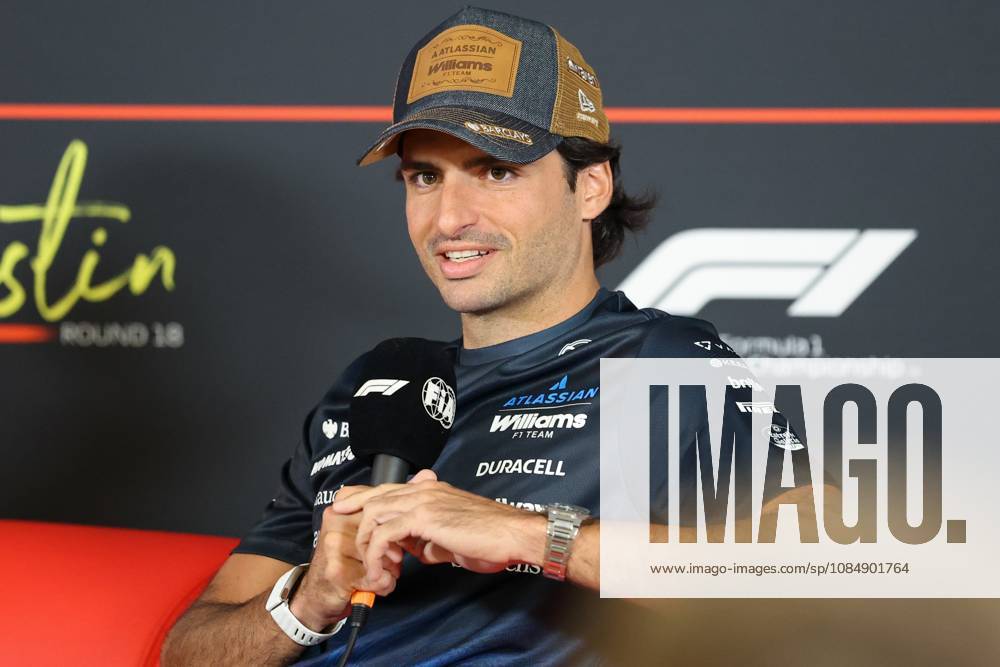 22nd October 2026; Circuit of the Americas, Austin, United States; Formula 1, United States Grand Prix, Arrivals Day; Carlos Sainz (55) of Spain and Atlassian Williams F1 Team during a press conference, PK, Pressekonferenz VincentxCuono