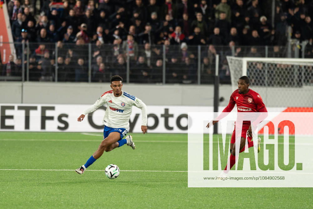 THUN, BERN - OCTOBER 22: Mathieu Acapandié of HNK Hajduk Split during the UEFA Conference League match between FC Thun and HNK Hajduk Split at VISANA STADION on October 22, 2026 in Thun, Bern, Switzerland.