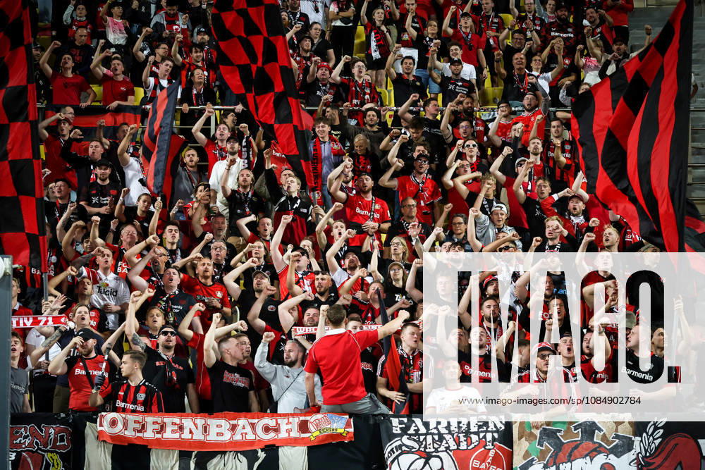 UEFA Europa League - OFI Crete vs Leverkusen - Fans of Leverkusen react during the UEFA Europa League phase Matchday 3 soccer match between OFI Crete vs Leverkusen in Pankritio, Heraklion, Greece, on 22 October 2026. IMAGO ONE INCH PRODUCTIONS Heraklion Greece