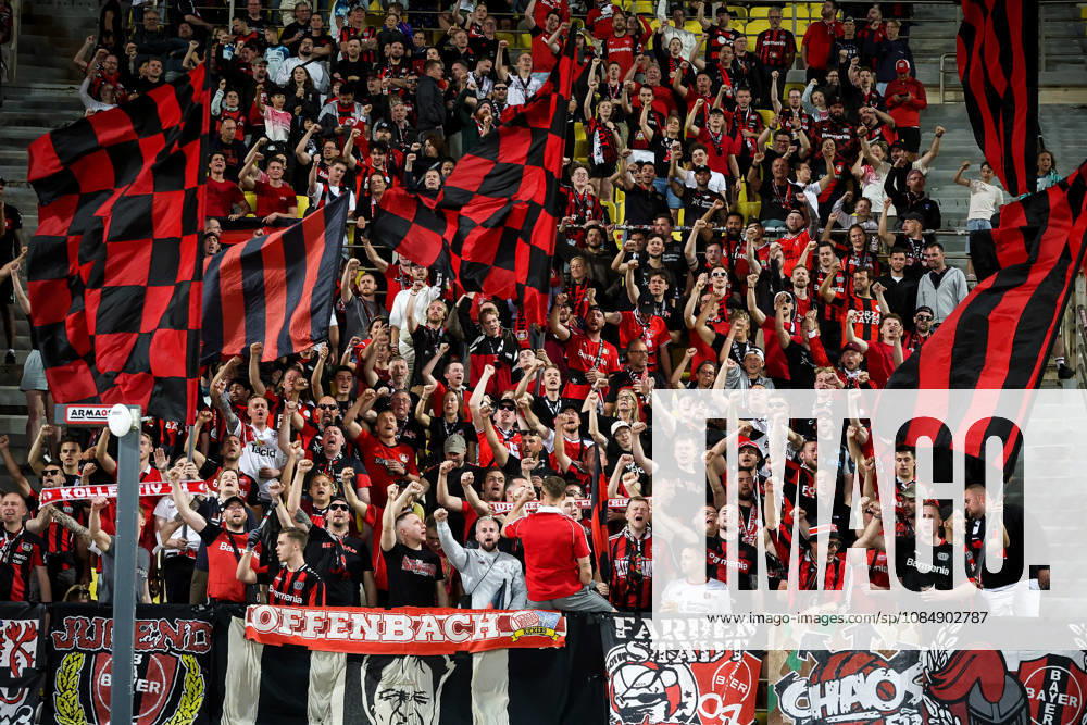 UEFA Europa League - OFI Crete vs Leverkusen - Fans of Leverkusen react during the UEFA Europa League phase Matchday 3 soccer match between OFI Crete vs Leverkusen in Pankritio, Heraklion, Greece, on 22 October 2026. IMAGO ONE INCH PRODUCTIONS Heraklion Greece