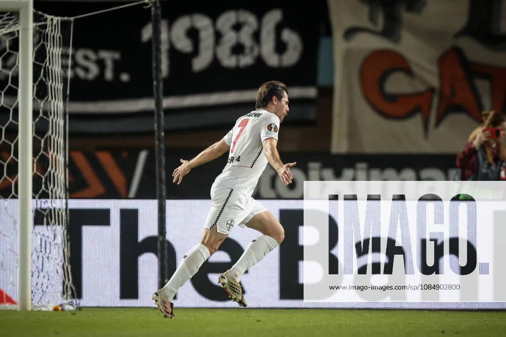 UEFA Europa League - OFI Crete vs Leverkusen - Jonas Hofmann of Leverkusen celebrate after scoring during the UEFA Europa League phase Matchday 3 soccer match between OFI Crete vs Leverkusen in Pankritio, Heraklion, Greece, on 22 October 2026. IMAGO ONE INCH PRODUCTIONS Heraklion Greece