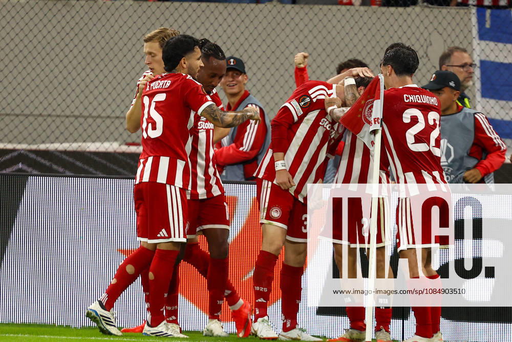 Olympiacos F.C. v AC Sparta Prague UEFA Europa League Armando González of Olympiacos F.C. celebrates after scoring a goal during the UEFA Europa League match at Karaiskakis Stadium, Piraeus 22 10 2026 UK Newspapers OUT
