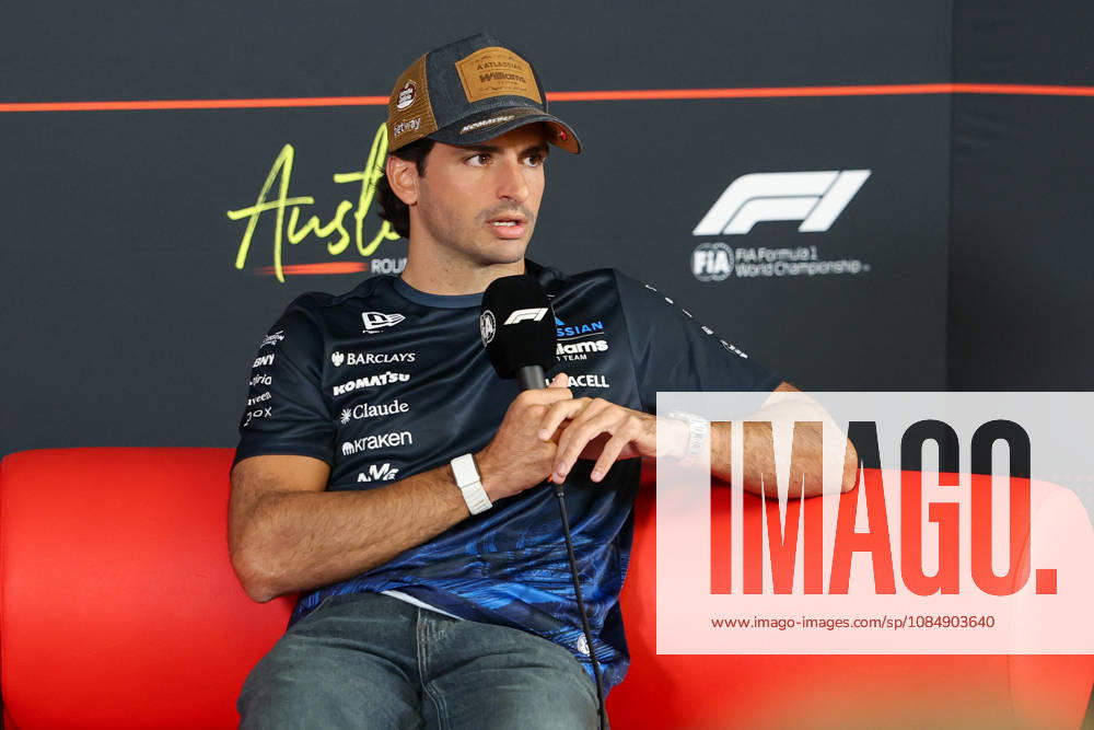AUSTIN, TX - OCTOBER 22: Carlos Sainz (55) of Spain and Atlassian Williams F1 Team in an interview on arrival day of the Formula 1 MSC Cruises United States Grand Prix on October 22, 2026, at Circuit of The Americas in Austin, Texas.(Photo by David Buono Icon Sportswire) AUTO: OCT 22 F1 United States Grand Prix Icon2610220071