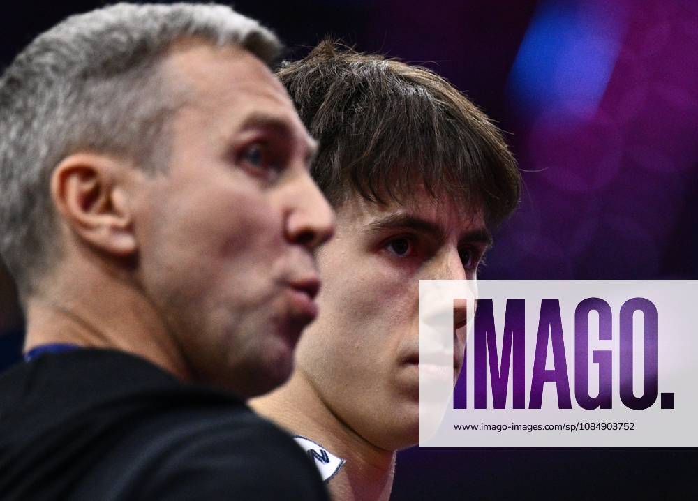 Netherlands Artistic Gymnastics World Championships 9271024 22.10.2026 Arsenii Dukhno of Team World Gymnastics Neutral Athletes 2 and his father and coach, Andrei Dukhno, are seen during the men s all-around final at the 2026 World Artistic Gymnastics Championships in Rotterdam, the Netherlands. Alexey Filippov Sputnik Rotterdam Netherlands