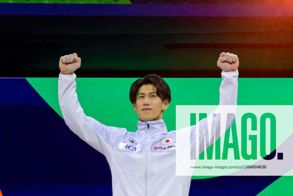 Daiki Hashimoto from Japan celebrate winning the gold medal in the Men s All-round finals at the 54th Artistic Gymnastics World Championships, on 22 October 2026 at Rotterdam Ahoy, Rotterdam, the Netherlands. Noxthirdxpartyxsales,xHOLLANDxOUT aflo_358242739 RichardxHuisxinxtxVeldx