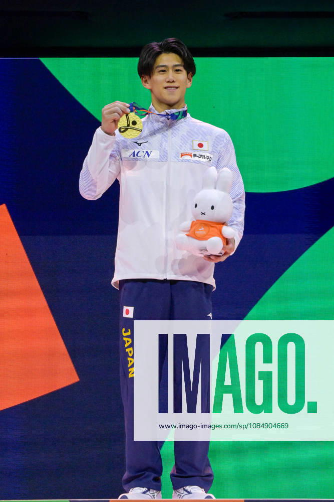 Daiki Hashimoto from Japan celebrate winning the gold medal in the Men s All-round finals at the 54th Artistic Gymnastics World Championships, on 22 October 2026 at Rotterdam Ahoy, Rotterdam, the Netherlands. Noxthirdxpartyxsales,xHOLLANDxOUT aflo_358243314 RichardxHuisxinxtxVeldx