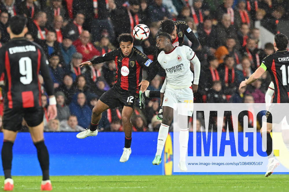 Bournemouth v AC Milan, Europa League Tyler Adams (12) of AFC Bournemouth battles for possession with Alphadjo Cisse (70) of AC Milan during the Europa League match between Bournemouth and AC Milan at the Vitality Stadium, Bournemouth, UK on 22 October 2026. Bournemouth Vitality Stadium Dorset UK Editorial use only ,