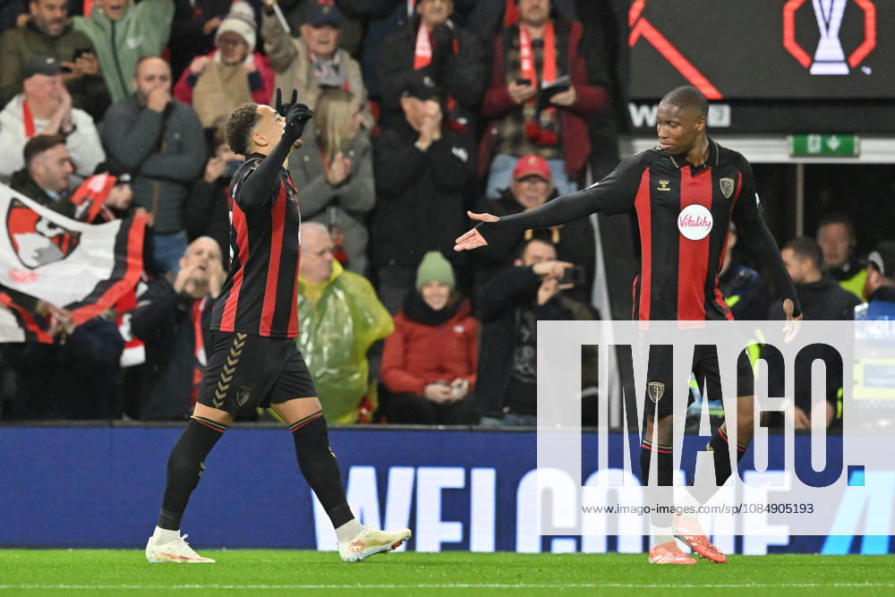 Bournemouth v AC Milan, Europa League Goal 2-0 - Marcus Tavernier (16) of AFC Bournemouth celebrates scoring the second goal from the penalty spot during the Europa League match between Bournemouth and AC Milan at the Vitality Stadium, Bournemouth, UK on 22 October 2026. Bournemouth Vitality Stadium Dorset UK Editorial use only ,