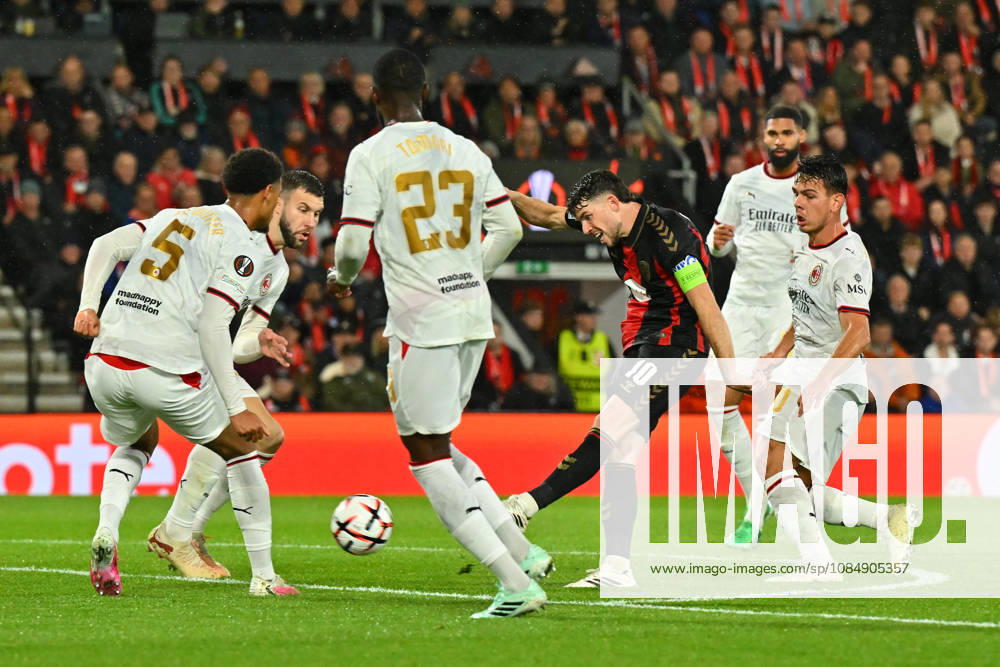 Bournemouth v AC Milan, Europa League Ryan Christie (10) of AFC Bournemouth shoots at goal during the Europa League match between Bournemouth and AC Milan at the Vitality Stadium, Bournemouth, UK on 22 October 2026. Bournemouth Vitality Stadium Dorset UK Editorial use only ,