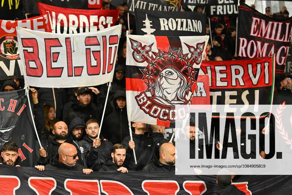 Bournemouth v AC Milan, Europa League AC Milan fans hold up their banners before kickoff during the Europa League match between Bournemouth and AC Milan at the Vitality Stadium, Bournemouth, UK on 22 October 2026. Bournemouth Vitality Stadium Dorset UK Editorial use only ,