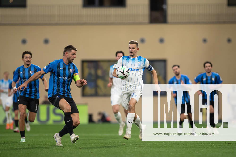 Inter Club Escaldes v Universitatae Craiova - UEFA Conference League Nicusor Bancu, player number 11 of Universitatea Craiova, is in action during the UEFA Conference League match between Inter Club d Escaldes and Universitatea Craiova at New FAF Stadium in Encamp, Andorra, on October 22, 2026. Encamp Andorra Andorra