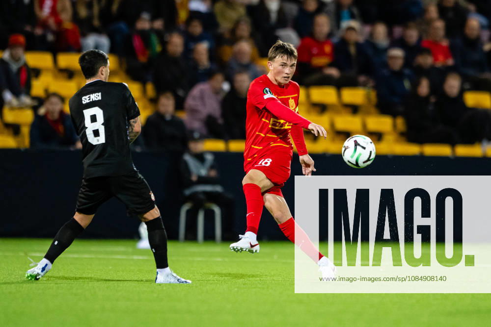 FC Nordsjaelland v CSKA Sofia, UEFA Conference League, Farum, Denmark Farum, Denmark. 22nd, October 2026. Justin Janssen (18) of FC Nordsjaelland seen during the UEFA Conference League match between FC Nordsjaelland and CSKA Sofia at Right to Dream Park in Farum. Danmark, Farum, Right to Dream Park