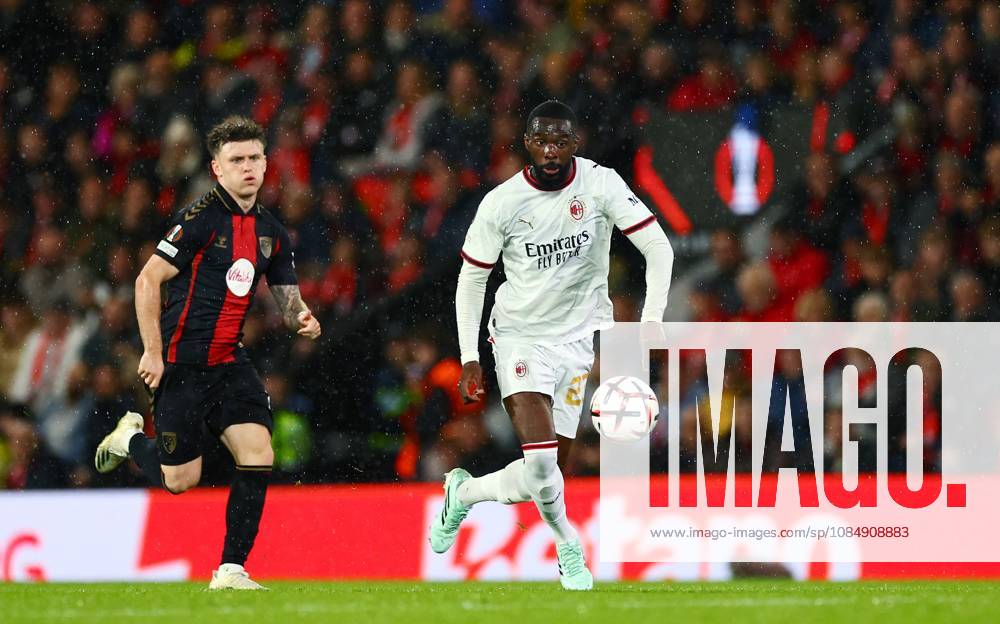 Fikayo Tomori of AC Milan and Ben Gannon-Doak of AFC Bournemouth. AFC Bournemouth v AC Milan, UEFA Europa League, Football, Vitality Stadium, Bournemouth, UK - 22 Oct 2026Bournemouth Vitality Stadium United Kingdom