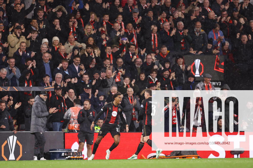Bournemouth v AC Milan 22 October 2026, Bournemouth - UEFA Europa League - Bournemouth v AC Milan - Amine Adli of Bournemouth celebrates their third goal - Photo: Jacques Feeney Offside. Bournemouth UK